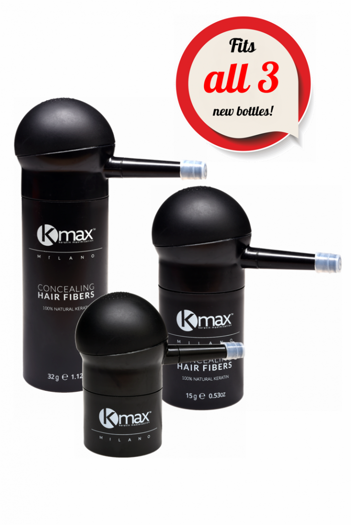 εξάρτημα για την εφαρμογή των ινών πύκνωσης μαλλιών KMax με ακρίβεια, κανει οικονομία, εφαρμόζει σε 3 συσκευασίες, βιδώνει στη θέση του καπακιού με τις οπές